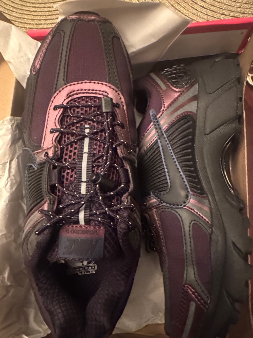 New Nike Zoom Vomero 5 Women's Black and Plum Athletic Sneakers